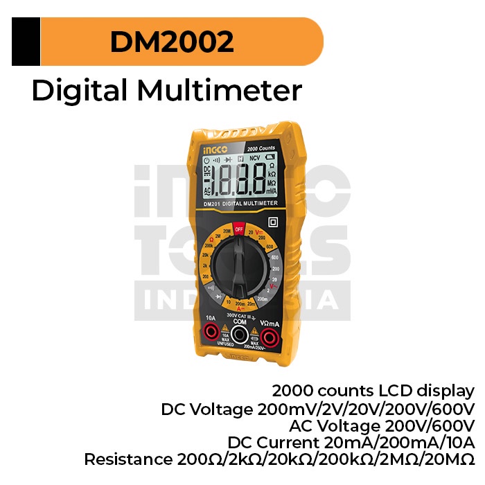 Jual Digital Multimeter INGCO DM2002 Multitester 600 Volt 10 Ampere