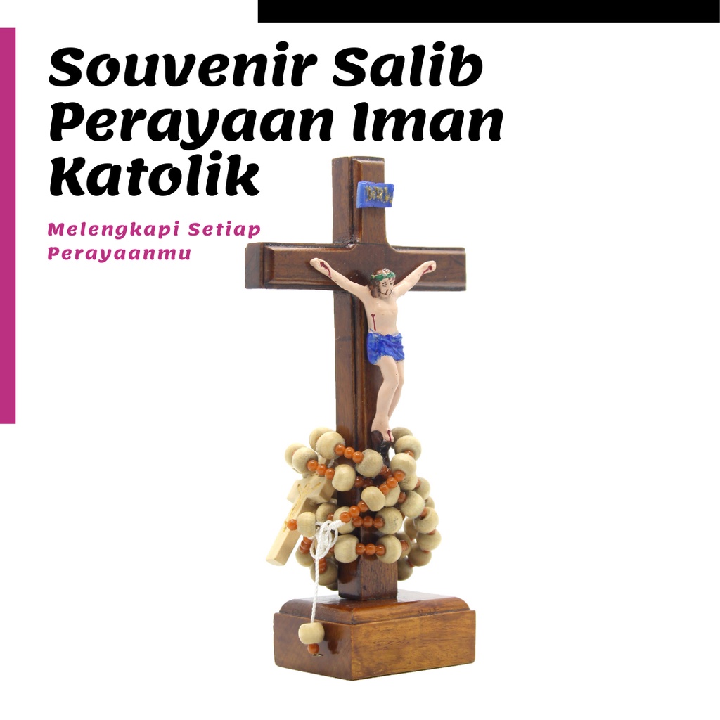 Jual SOUVENIR SALIB KATOLIK SALIB DUDUK 15 CM ROSARIO SALIB MEJA