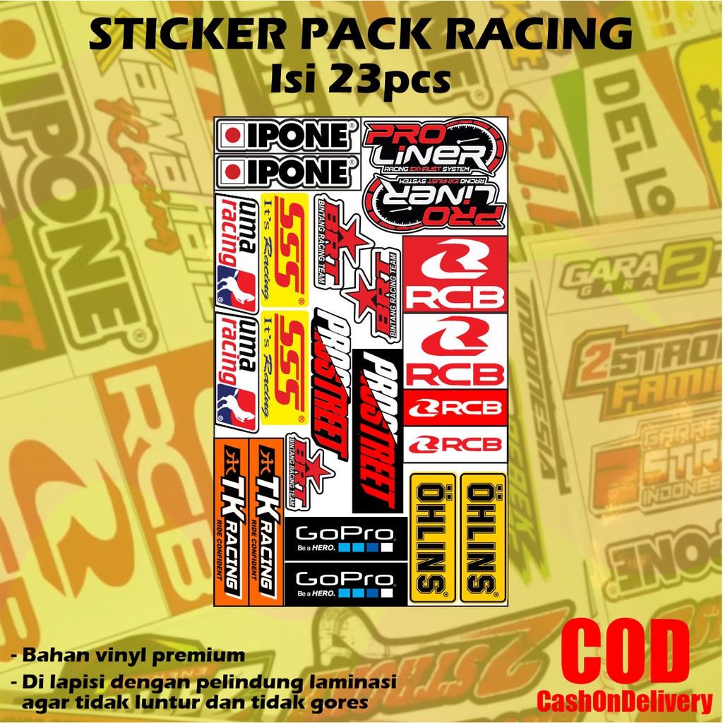 Jual STIKER PACK RACING ISI 10 23 Stiker Racing Stiker Motor Sticker