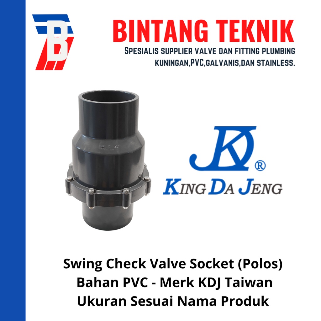 Jual Swing Check Valve Kleb Tabok PVC 4 Inch Merk KDJ Taiwan