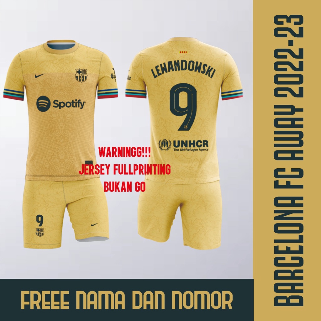 Jual Jersey Barcelona Away Full Printing Free Nama Dan Nomor