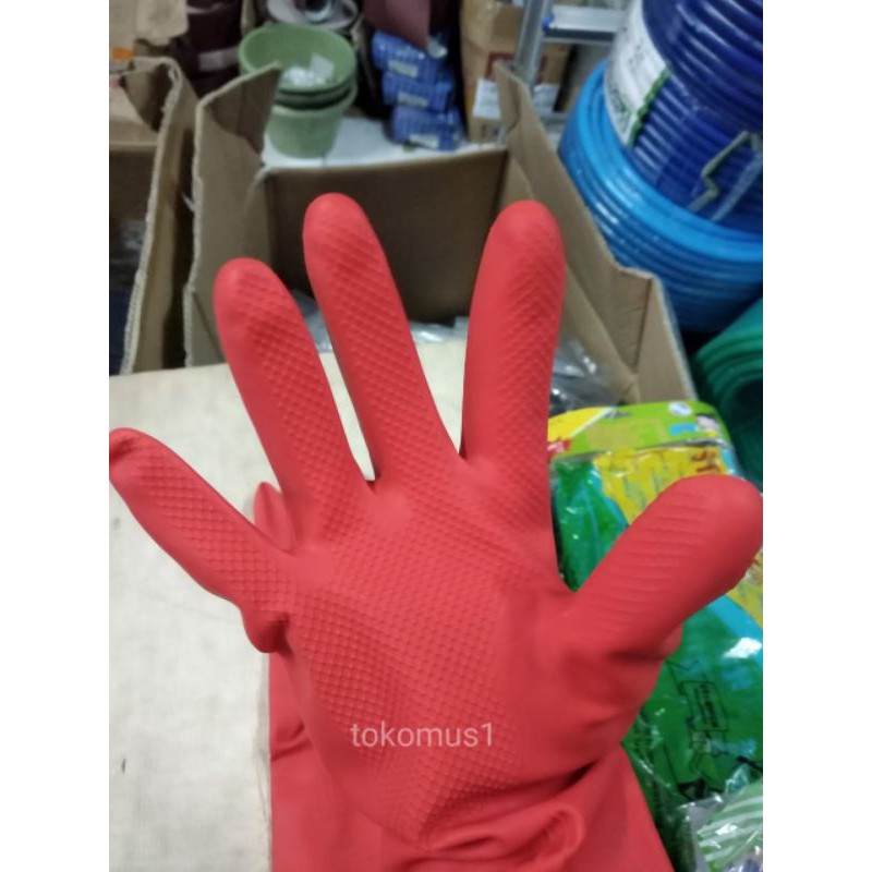 Jual SARUNG TANGAN KARET CUCI PIRING BAJU KIMIA GLOVE LATEX SAFETY