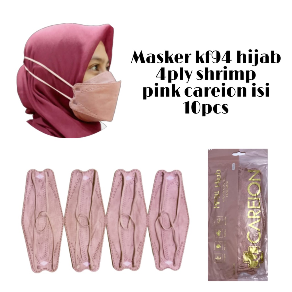 Jual MASKER KF 94 HIJAB MASKER KF94 HEADLOOP CAREION 3D 4PLY ISI 10