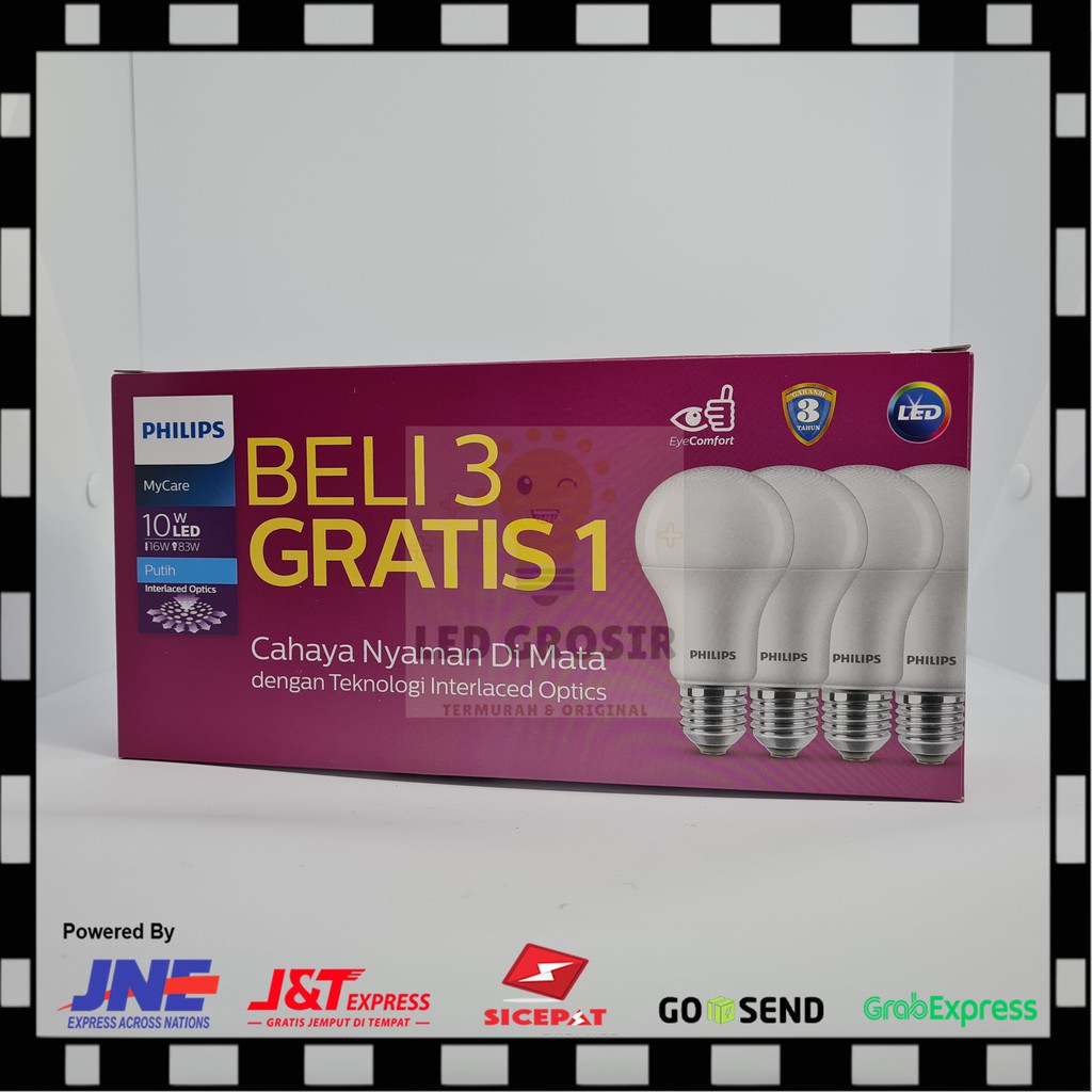 Jual Paket Isi 4 Lampu Philips LED 10 WATT 10WATT 10W 10 W MULTIPACK