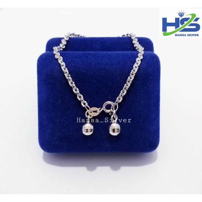 Jual Gelang Perak Asli Silver 925 Lapis Emas Putih Rantai Nori Ukir