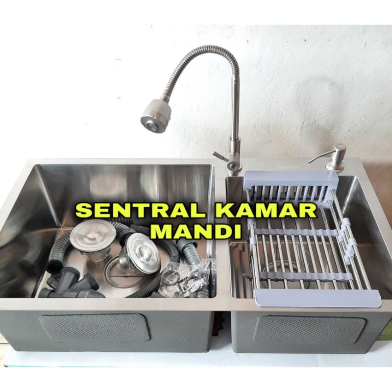 Jual Paket Kitchen Sink Kran Fleksibel Stainless Bak Cuci