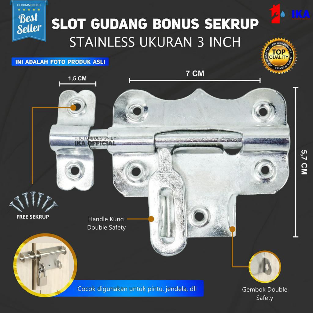 Jual Slot Pintu Gudang 2 3 Inci DAPAT SKRUP LANGSUNG PASANG L