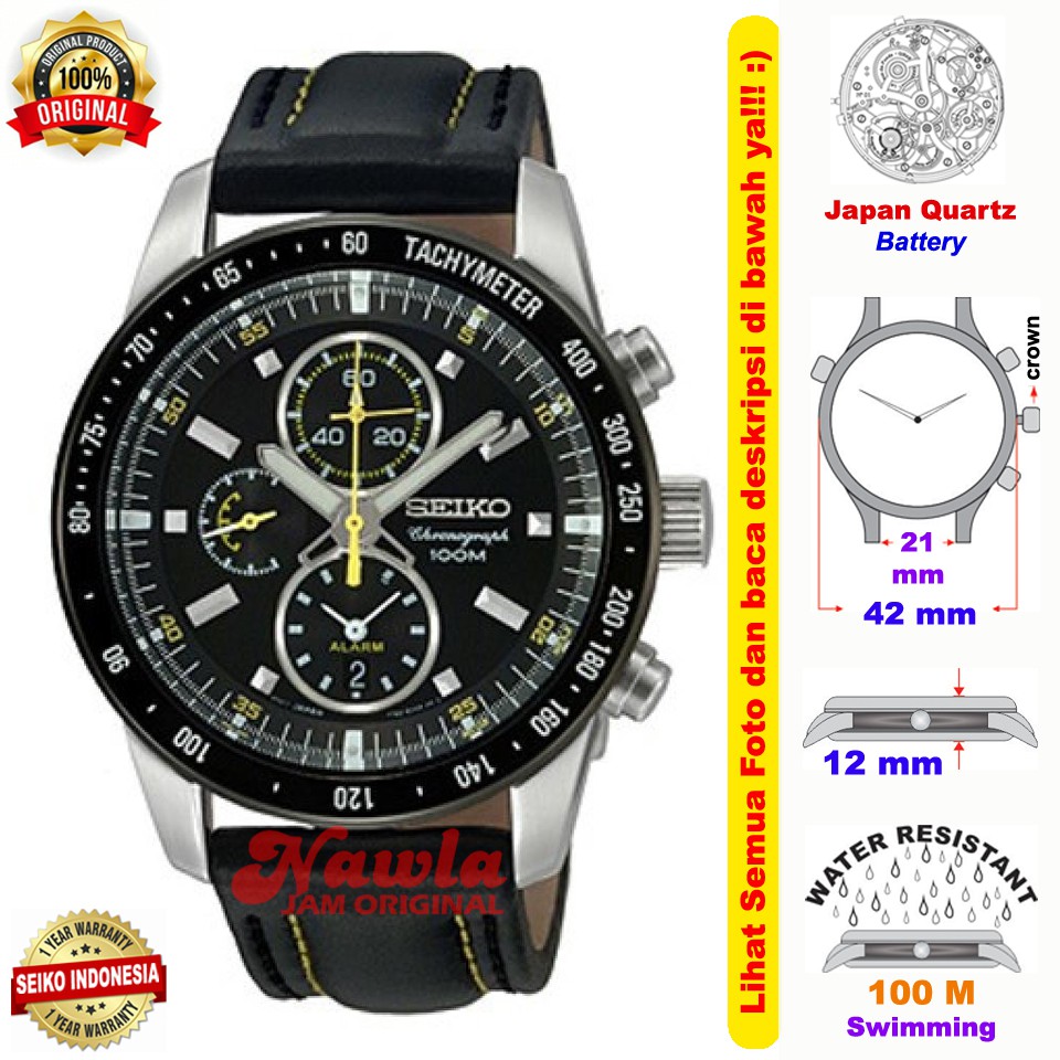 Jual Seiko Quartz Snad P Chronograph Leather Jam Tangan Pria Snad