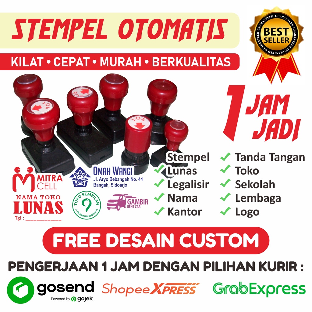 Jual Stempel Stempel Otomatis Free Desain Custom Untuk Stempel