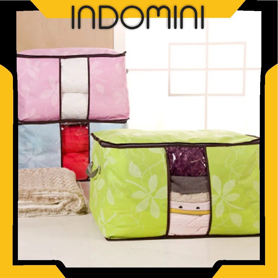 Jual INDOMINI Tempat Penyimpanan Bed Cover Bamboo Storage Box Organizer