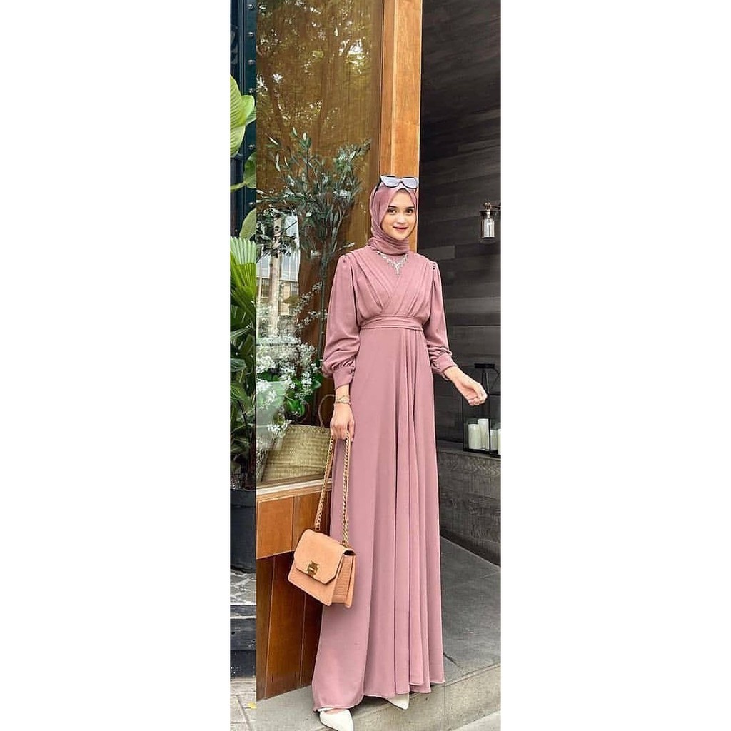 Jual Gaudy Maxi Gamis Ceruty Babydoll Theressa Dress Wanita Dress