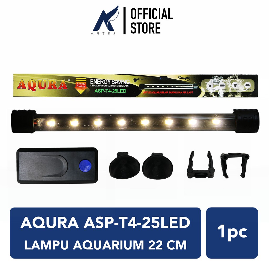 Jual AQURA ASP T4 25LED LAMPU LED CELUP AQUARIUM 22 CM Warna Putih Biru