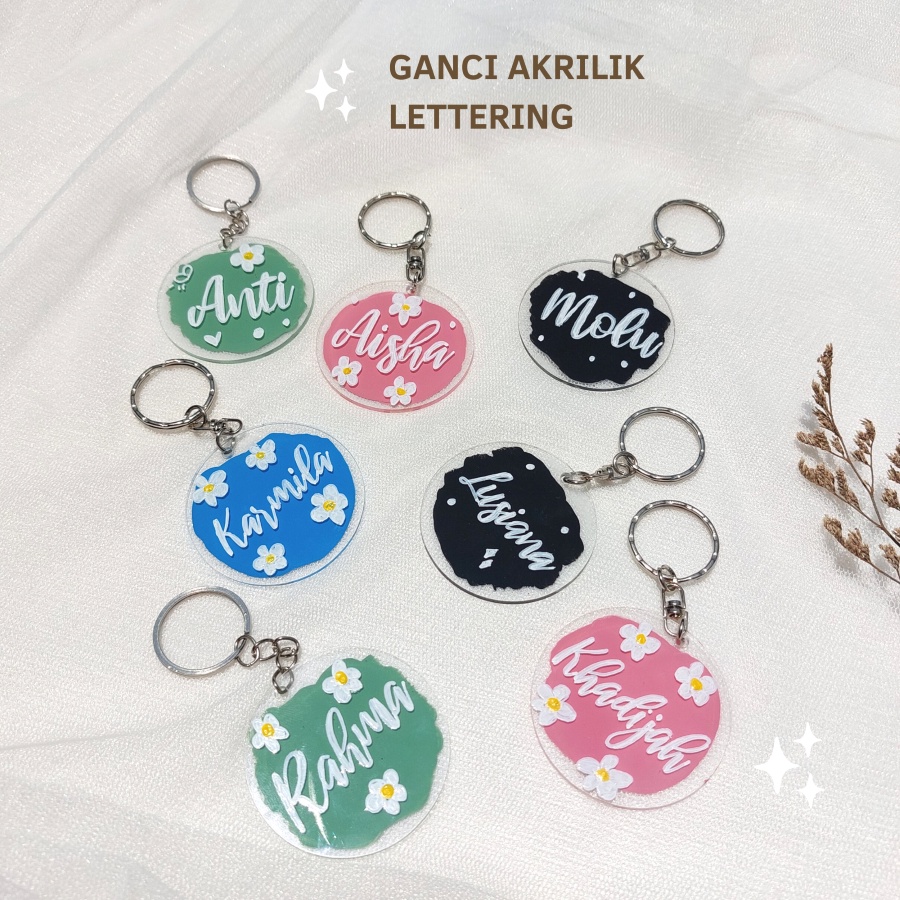 Jual Ganci Akrilik Lettering Gantungan Kunci Akrilik Custom Nama