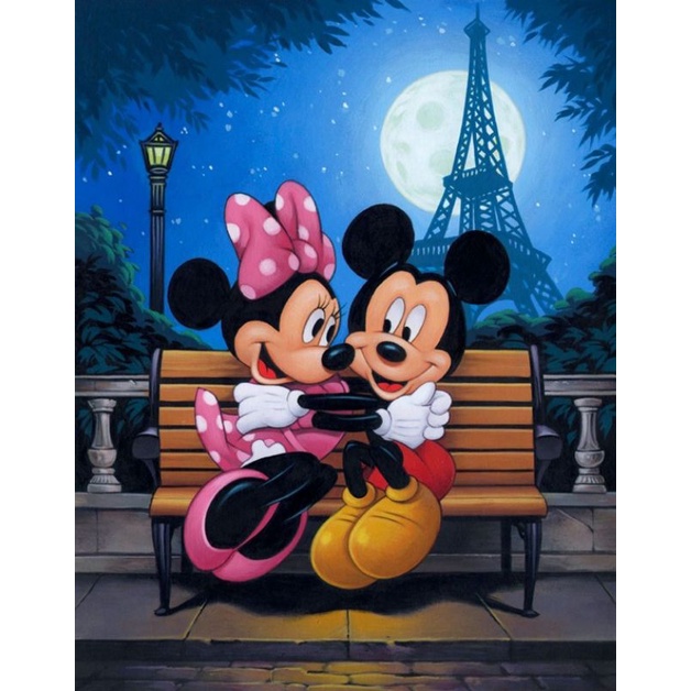 Jual Hiasan Dinding Poster Mickey And Miney Mouse Plus Bingkai Shopee