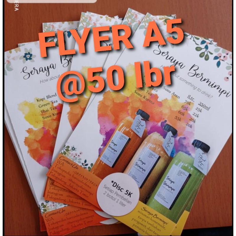 Jual Cetak Flyer Brosur A5 1 Muka Art Paper 120 150gr Art Carton 210