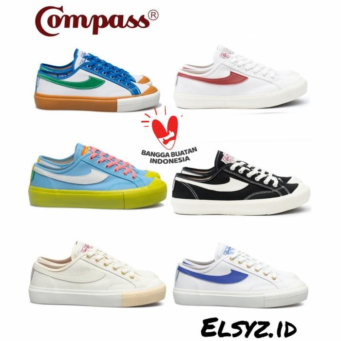 Jual Sepatu Compass Gazelle Low Black White Shopee Indonesia