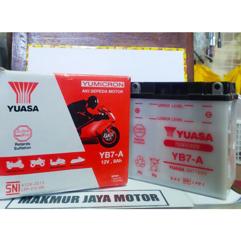 Jual AKI YB7 A YUASA AKI BASAH AKI MOTOR AKI THUNDER 125 Shopee Indonesia