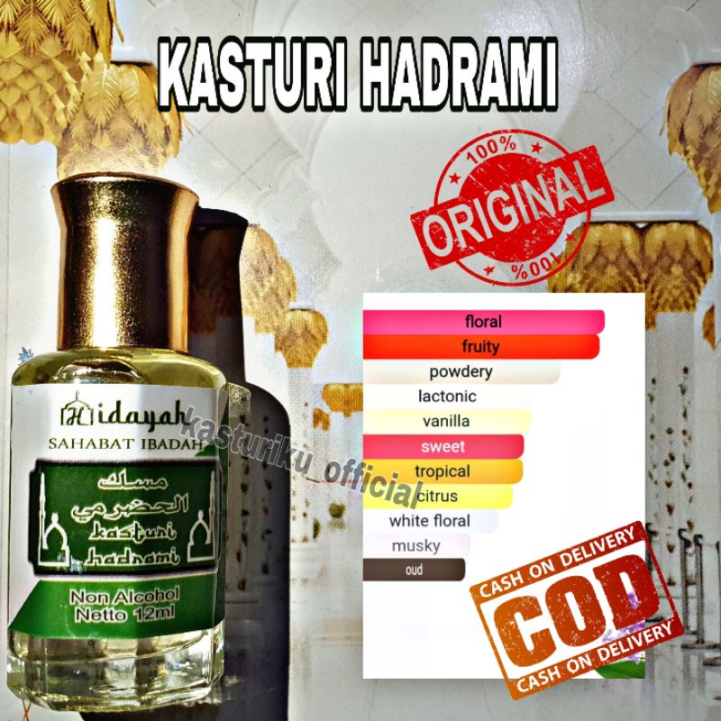 Jual VIRAL HDR BIBIT PARFUM KASTURI HADRAMI 12ml ORIGINAL HIDAYAH