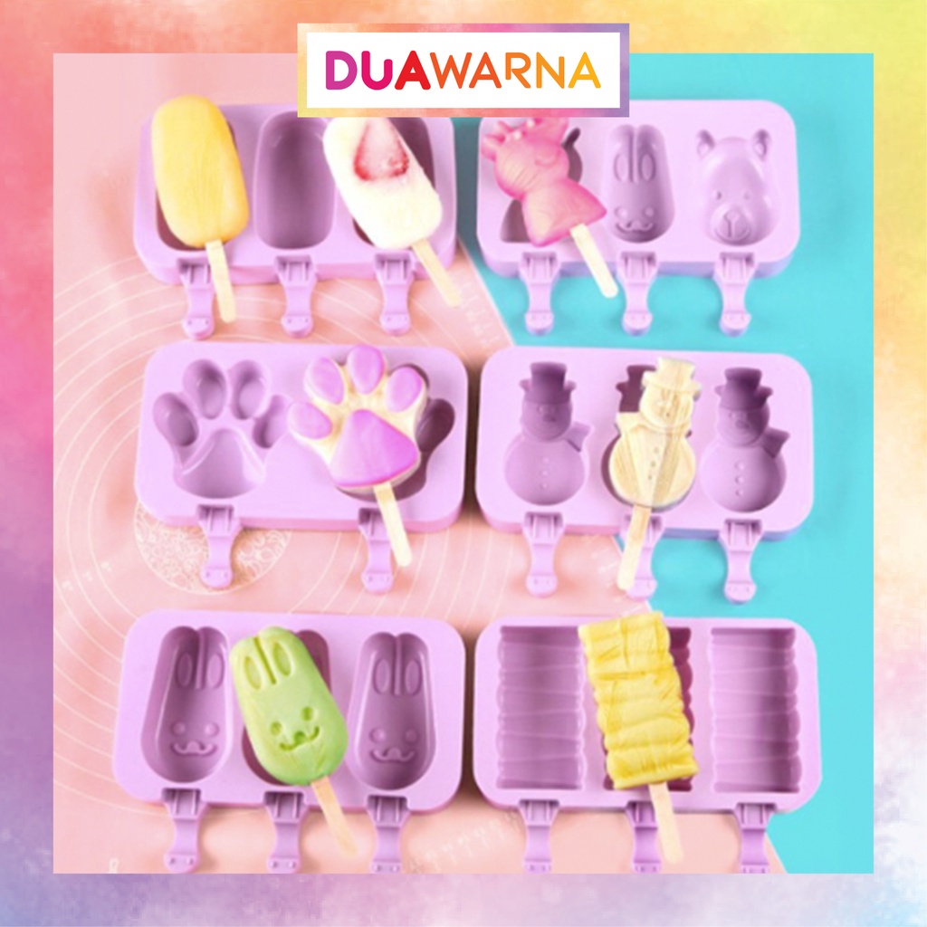 Jual DuaWarna Cetakan Es Krim Popsicle Silikon Ice Cream Mold Sticks