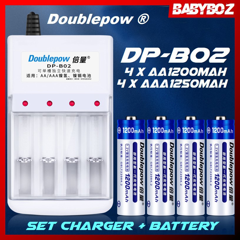 Jual BABYBOZ DOUBLEPOW 4 SLOT Charger PLUS Baterai For AA AAA With 2