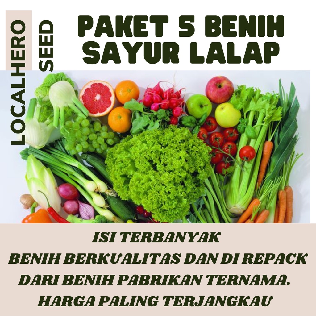 Jual 5 Macam Paket Benih Sayuran Lalap Kemangi Selada Merah Timun