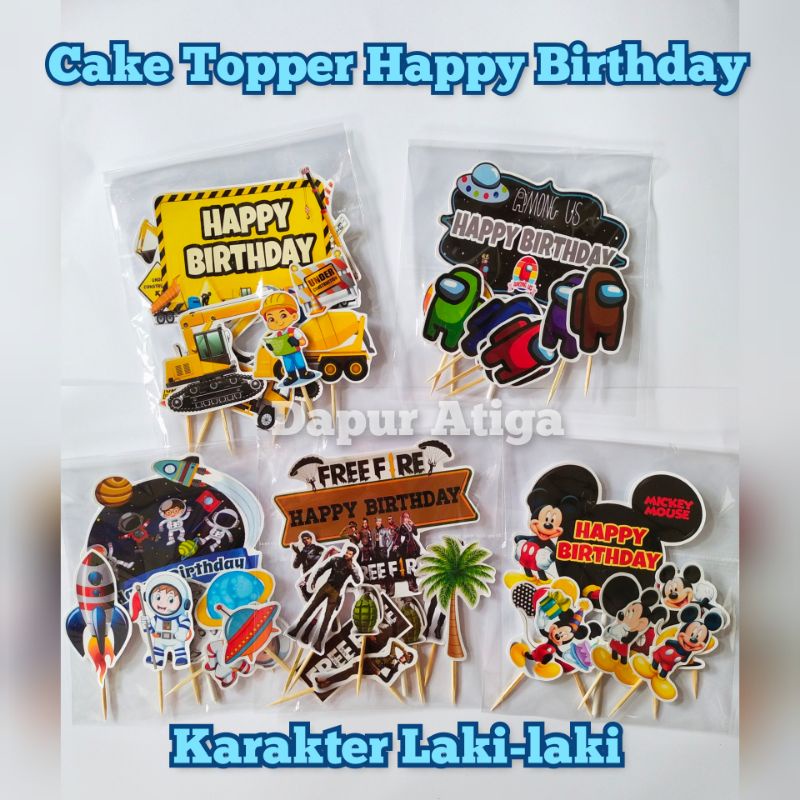 Jual CAKE TOPPER HAPPY BIRTHDAY HIASAN KUE ULANG TAHUN KARAKTER TEMA