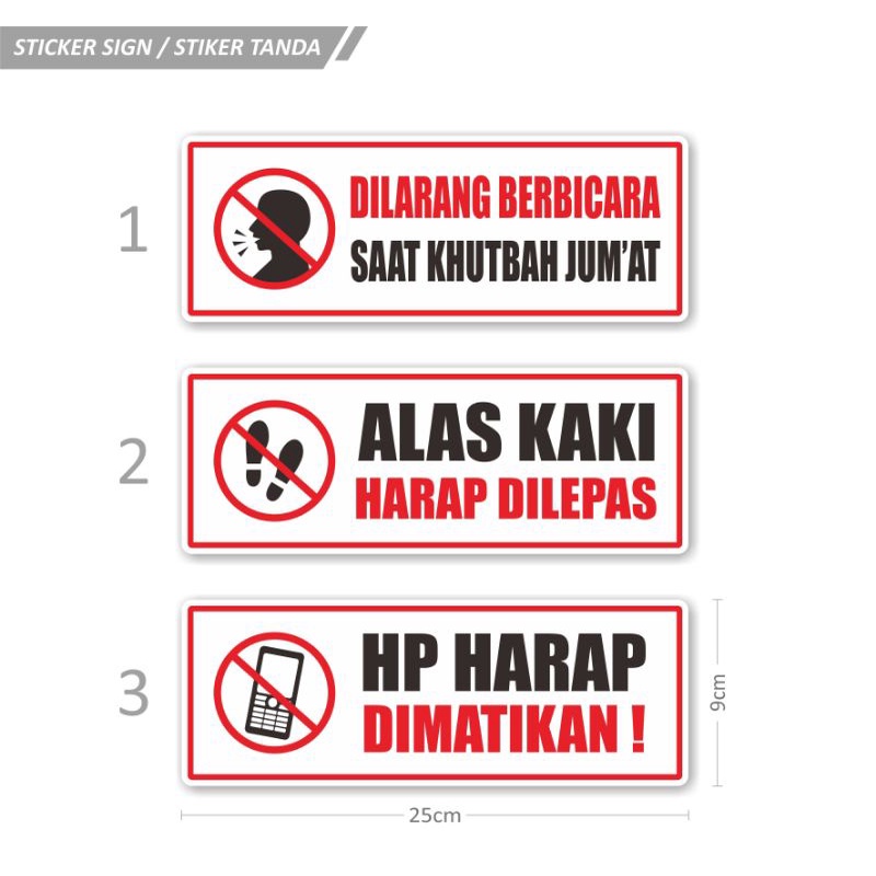 Jual Sticker Tanda Sign Peringatan Informasi Petunjuk Area Masjid