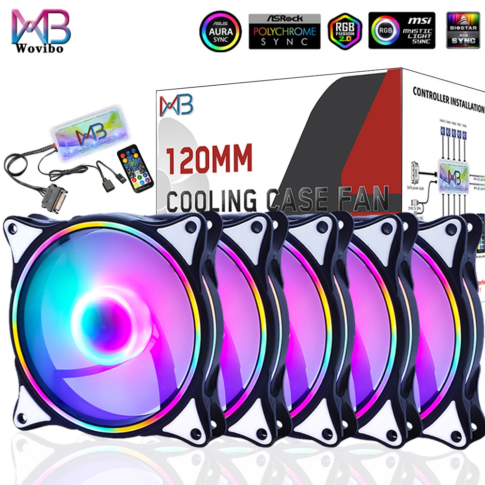 Jual Wovibo Mm Fan Argb Rgb Cooling Ventilador Pin Rainbow Computer