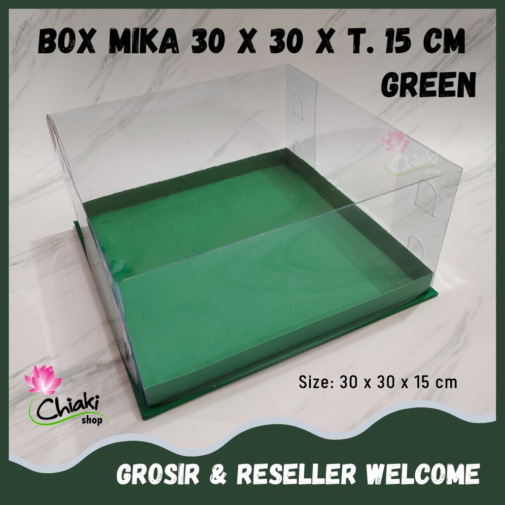 Jual Box Mika HIJAU Uk 30 X 30 X T 15 Cm Cake Pudding Tart Dus HIJAU