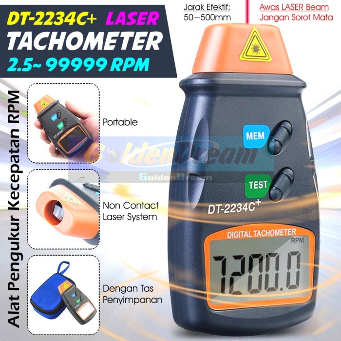 Jual Laser Tachometer Dt C Non Contact Photo Rpm Tacho Meter