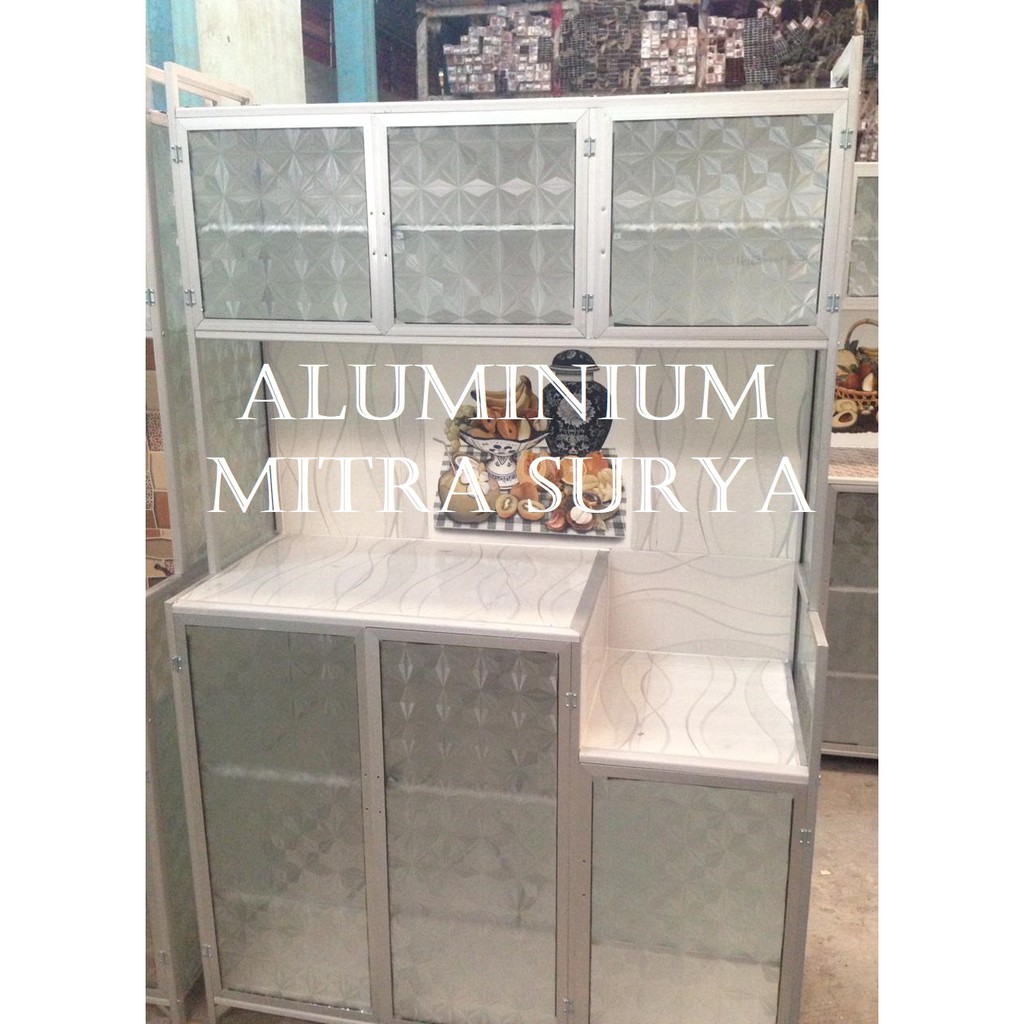 Jual Rak Piring Aluminium Kaca Keramik 3 Pintu MC CA Almunium Magicom