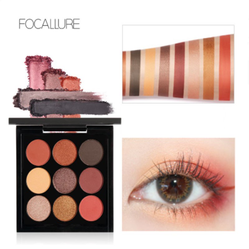 Jual FOCALLURE NINE COLOR Eyeshadow Sembilan Matte Warna Shimmer