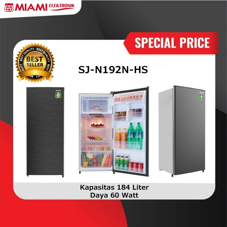 Jual SHARP Lemari Es 1 Pintu 184 Liter SJ N192N HS Kulkas 60 Watt