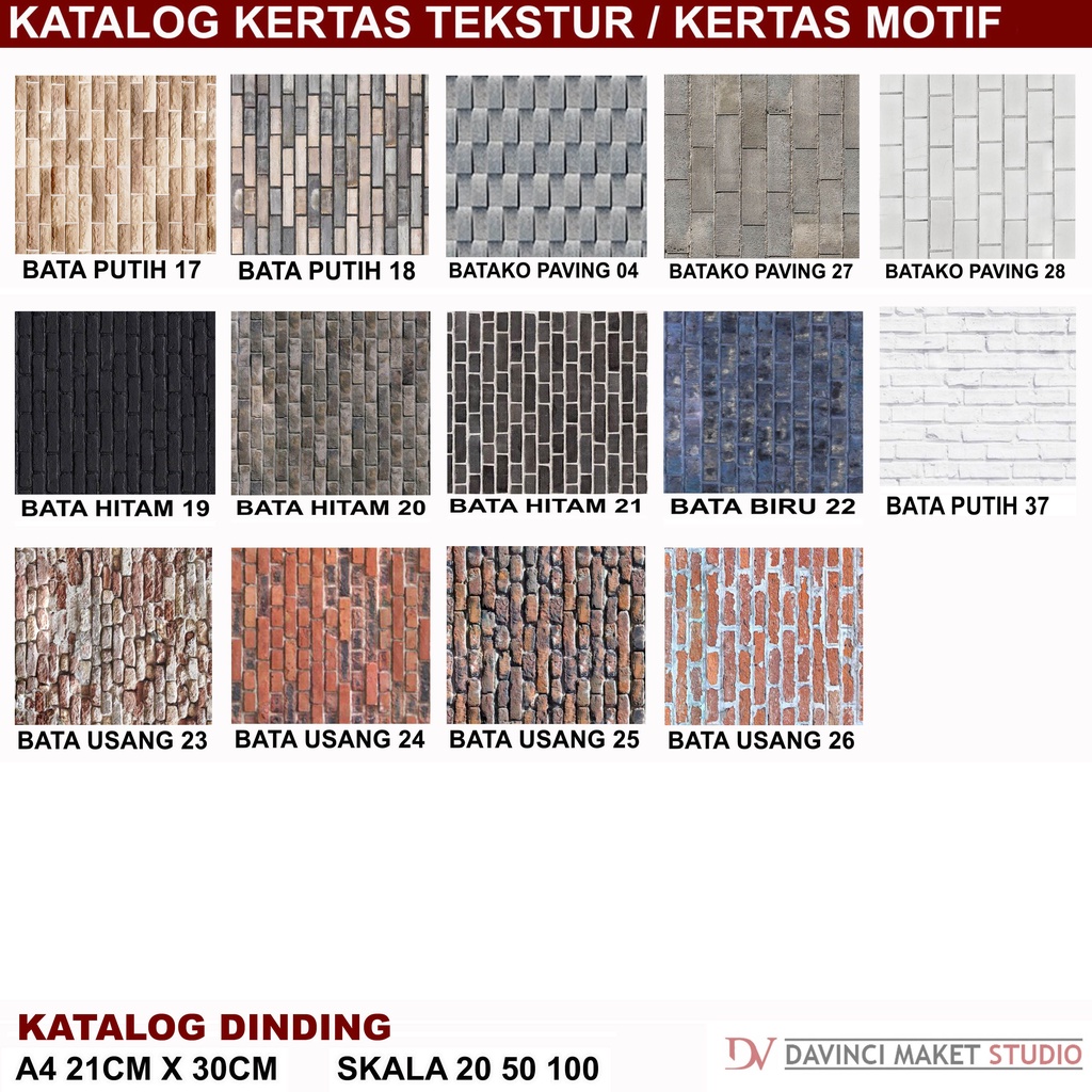 Jual Kertas Tekstur Bahan Dinding Maket Diorama Motif Dinding Bata