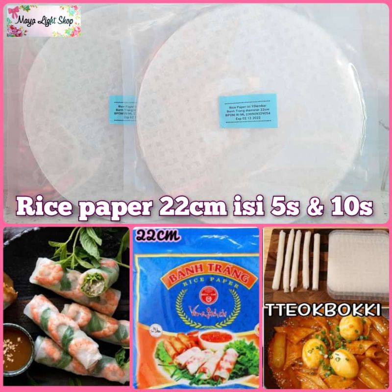 Jual Rice Paper 10 Dan 5 Lembar Banh Trang Diameter 22cm Kulit Lumpia