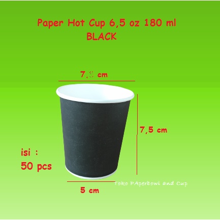 Jual Paper Hot Cup 6 5 Oz 180 Ml BLACK Gelas Kertas Isi 50 Pcs Shopee