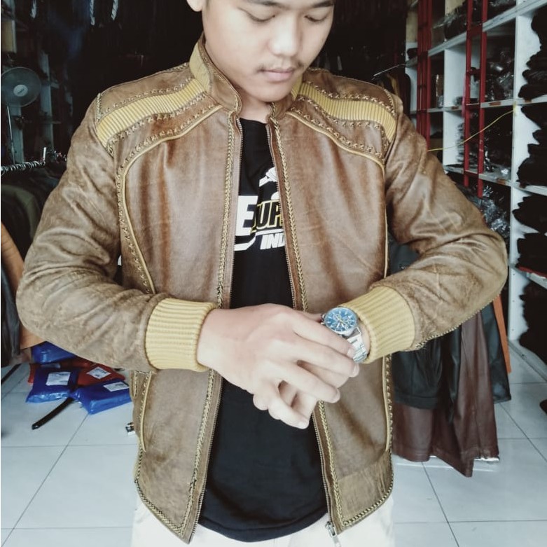 Jual Jaket Kulit Pria Sulam Asli Garut Hand Made BISA COD 100 Original