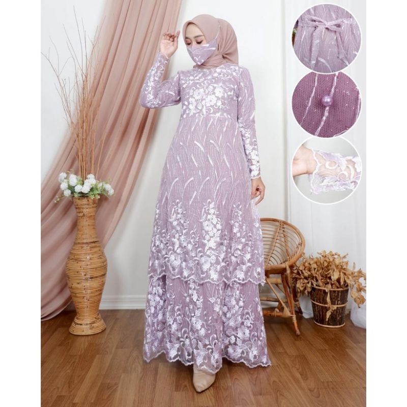 Jual Gamis Tile Tingkat Maxi Dress Gamis Kondangan Kebaya Modern