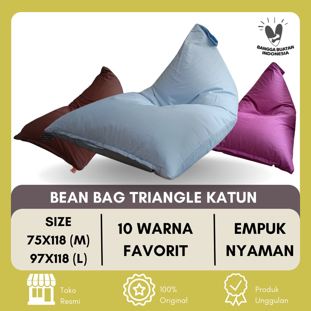 Jual BEAN BAG TRIANGLE KATUN PLUS ISI BEANBAG STYROFOAM TERMURAH