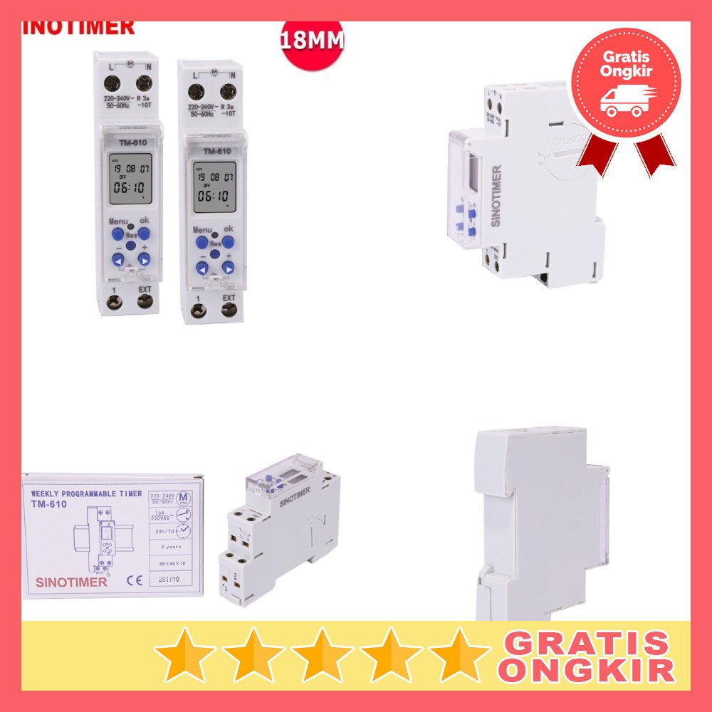 Jual Sinotimer DIN Rail Power Timer Programmable Time Switch Relay 18mm