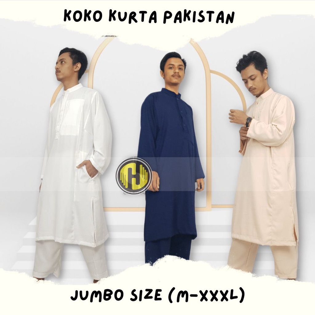 Jual Pakaian Stelan Muslim Pakistan Pria Koko Kurta Jumbo Size Haji Dan