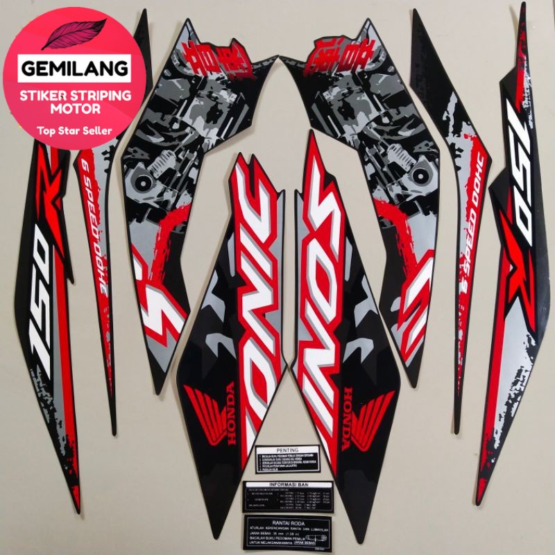 Jual Striping Decal Polet Sticker Honda Sonic 150 R 2019 2020 Hitam