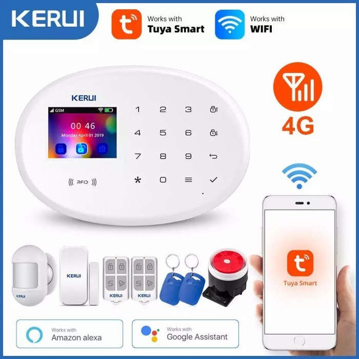 Jual New Kerui W204 Wireless GSM WIFI RFID Alarm Rumah Aplikasi Tuya