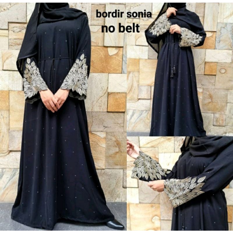 Jual Baya Hitam Turkey Gamis Dress Arab Saudi Turki India Dubai Bordir