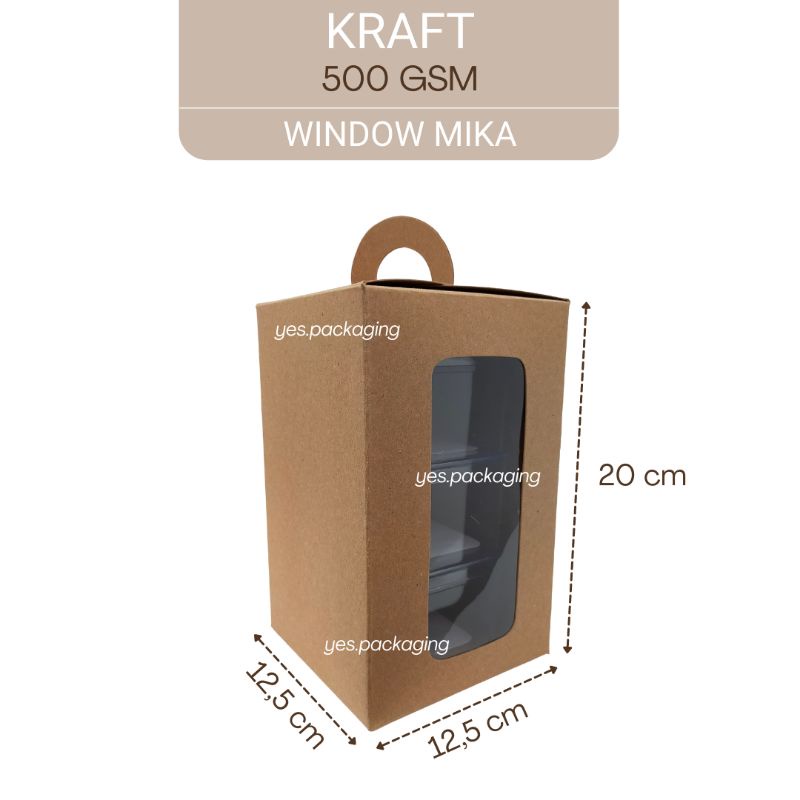 Jual 12 5x12 5x20cm KRAFT MIKA GABLE Box Dus Kotak Kemasan Kue Kering