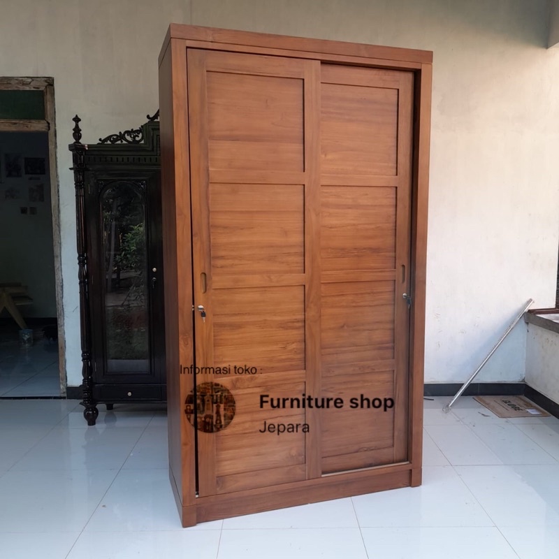 Jual Lemari Pakaian Pintu Sliding Kayu Jati Shopee Indonesia