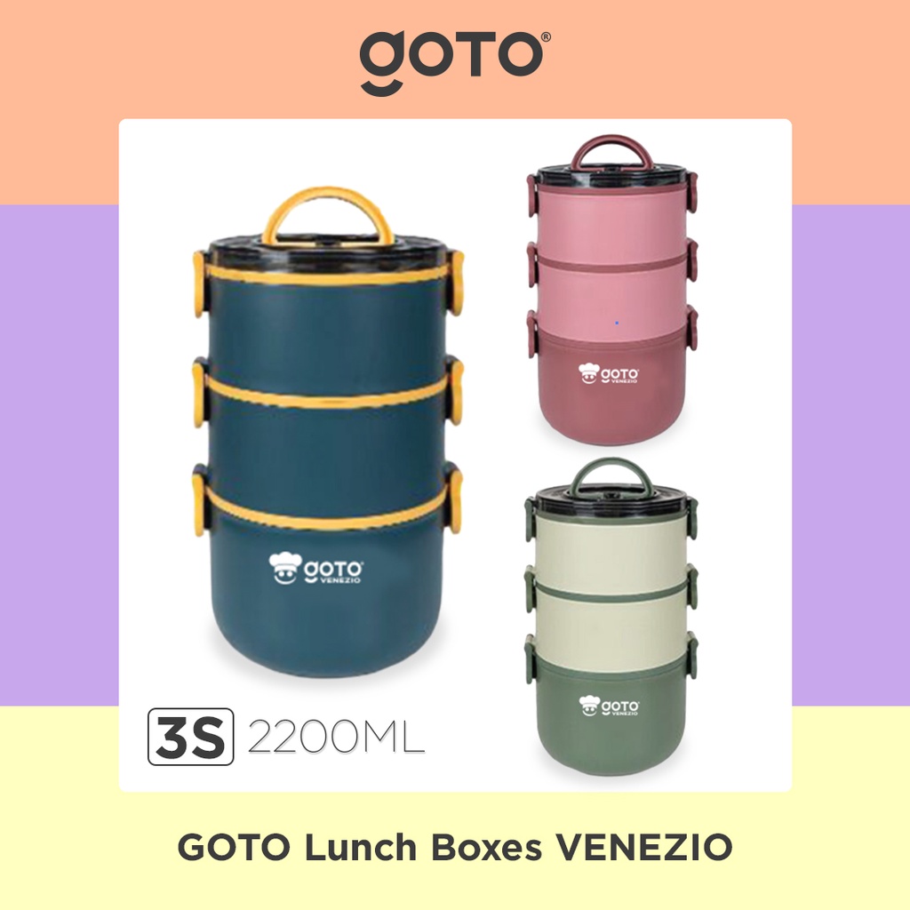 Jual Goto Venezio Kotak Makan Bekal Anti Tumpah Lunch Box Set Rantang