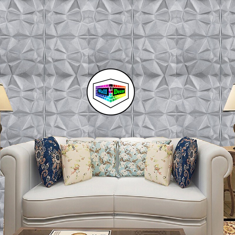 Jual Wd Wallpaper Foam Stiker D Batik Wall Panel Diamond Triangle Abu