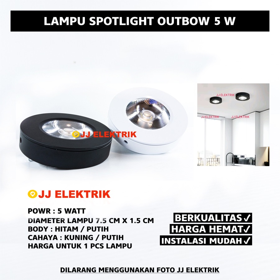 Jual Lampu LED COB 5W 5 Watt Sorot Spotlight Plafon Tempel Outbow Putih