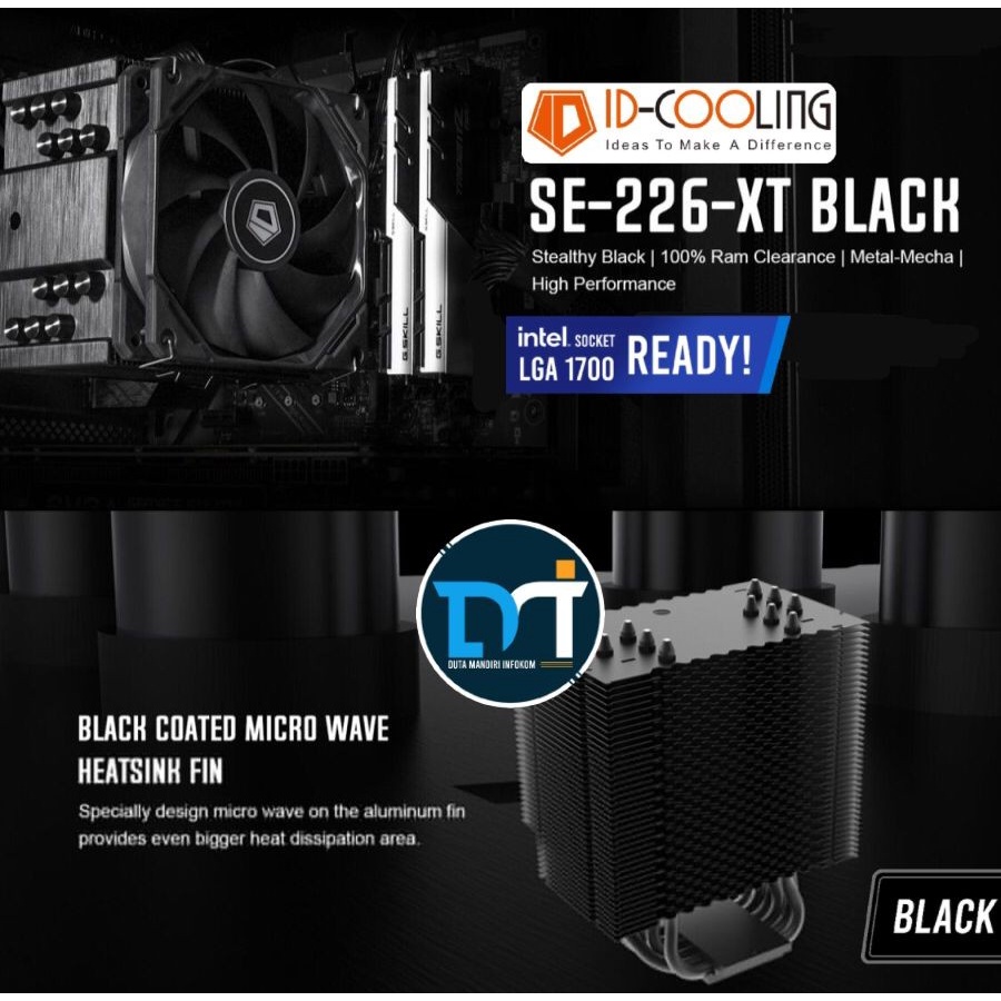 Jual ID Cooling SE 226 XT Black I ARGB Air CPU Cooler For Intel AMD